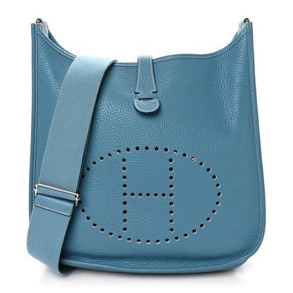 Hermes Taurillon Clemence Evelyne III PM Blue Jean 1 of 12