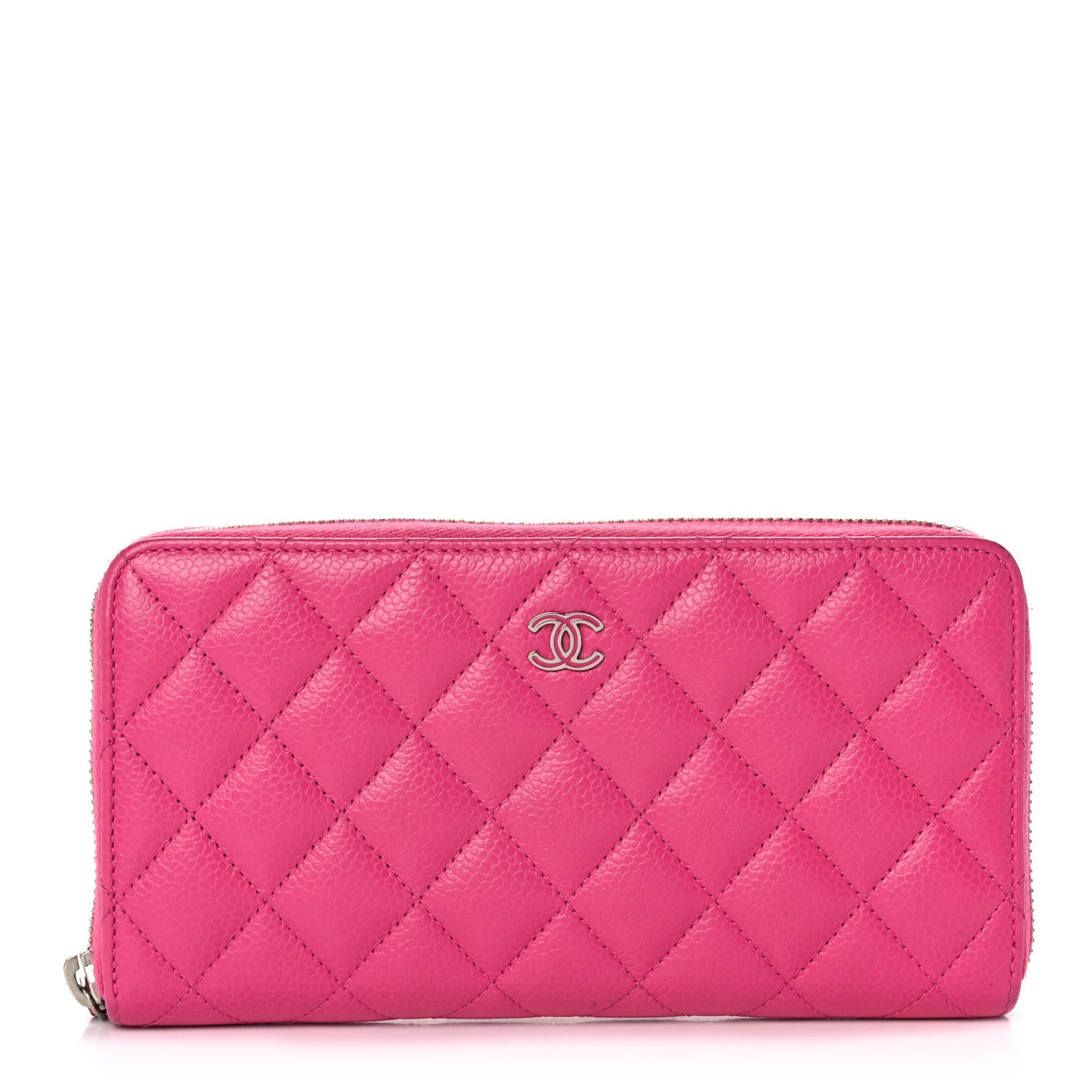 Caviar Quilted Large Gusset Zip Around Wallet Pink
