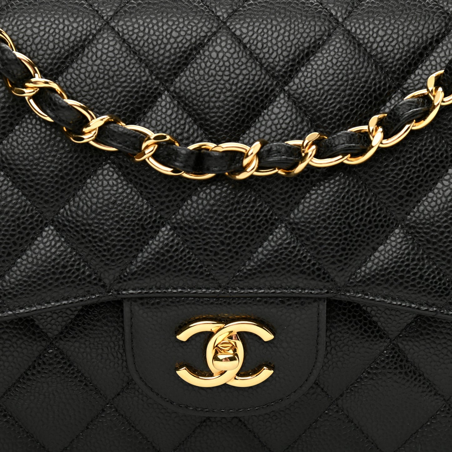 Caviar Quilted Jumbo Double Flap Black