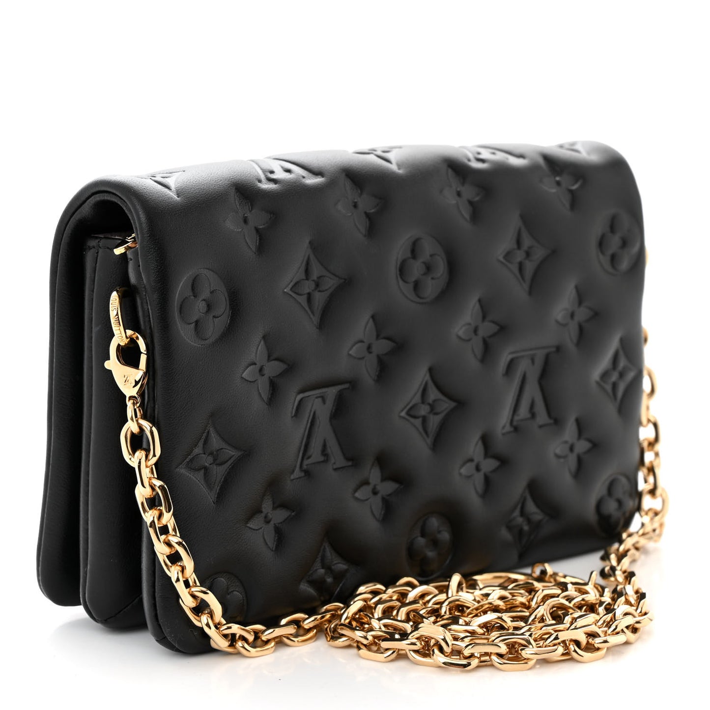 Lambskin Embossed Monogram Pochette Coussin Black