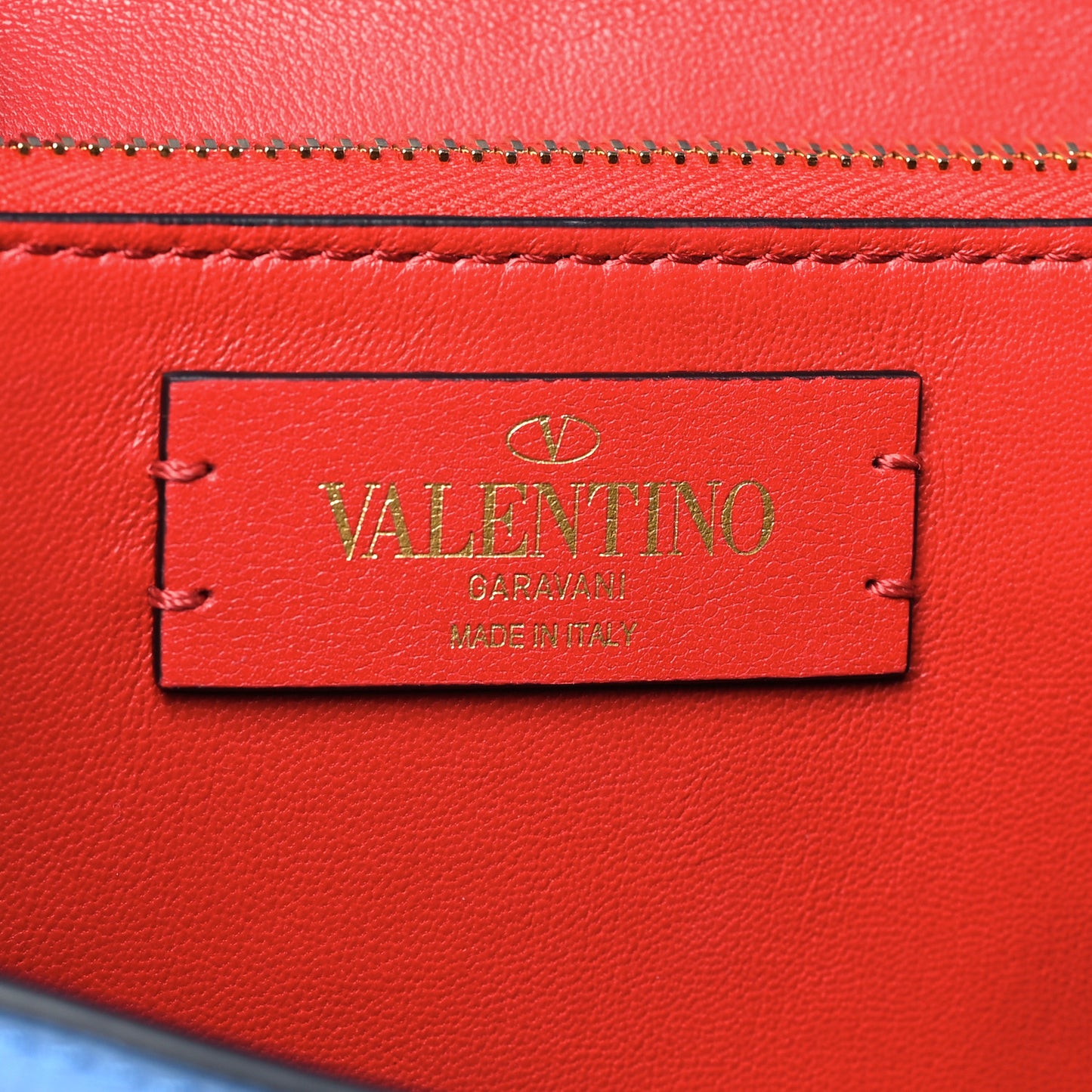 Grainy Calfskin Small VSling Top Handle Bag Blue