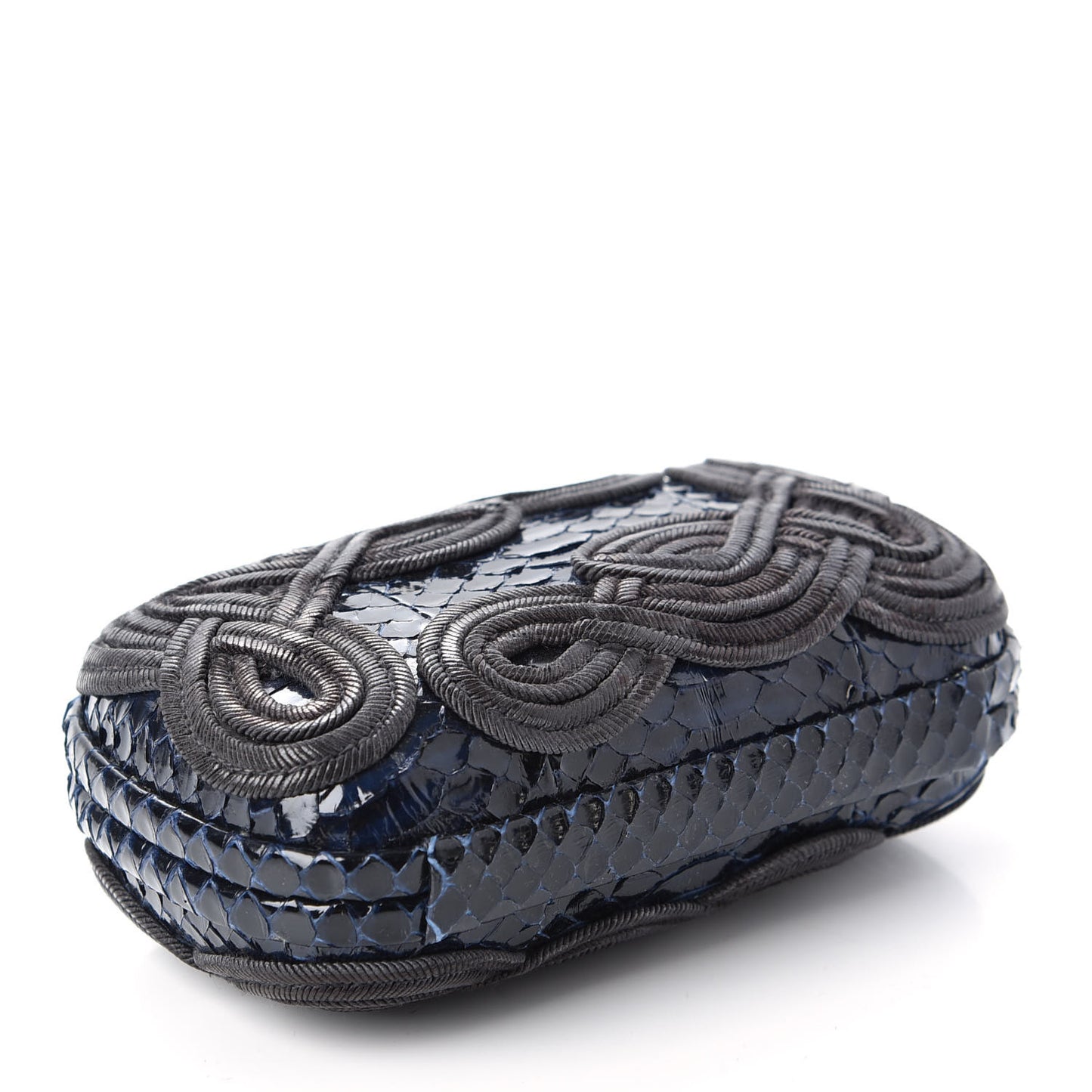 Snakeskin Passamaneria Woven Knot Clutch Tourmaline