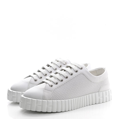 Hermes Perforated Calfskin Cross Sneakers 37 White 3 of 8