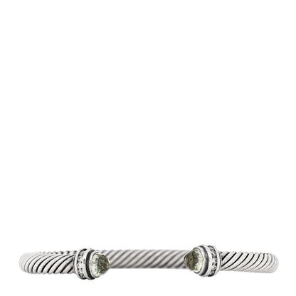 David Yurman Sterling Silver Diamond Prasiolite 5mm Cable Classics Bracelet 1 of 3