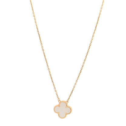 Van Cleef & Arpels 18K Yellow Gold Mother of Pearl Vintage Alhambra Pendant Necklace 1 of 4