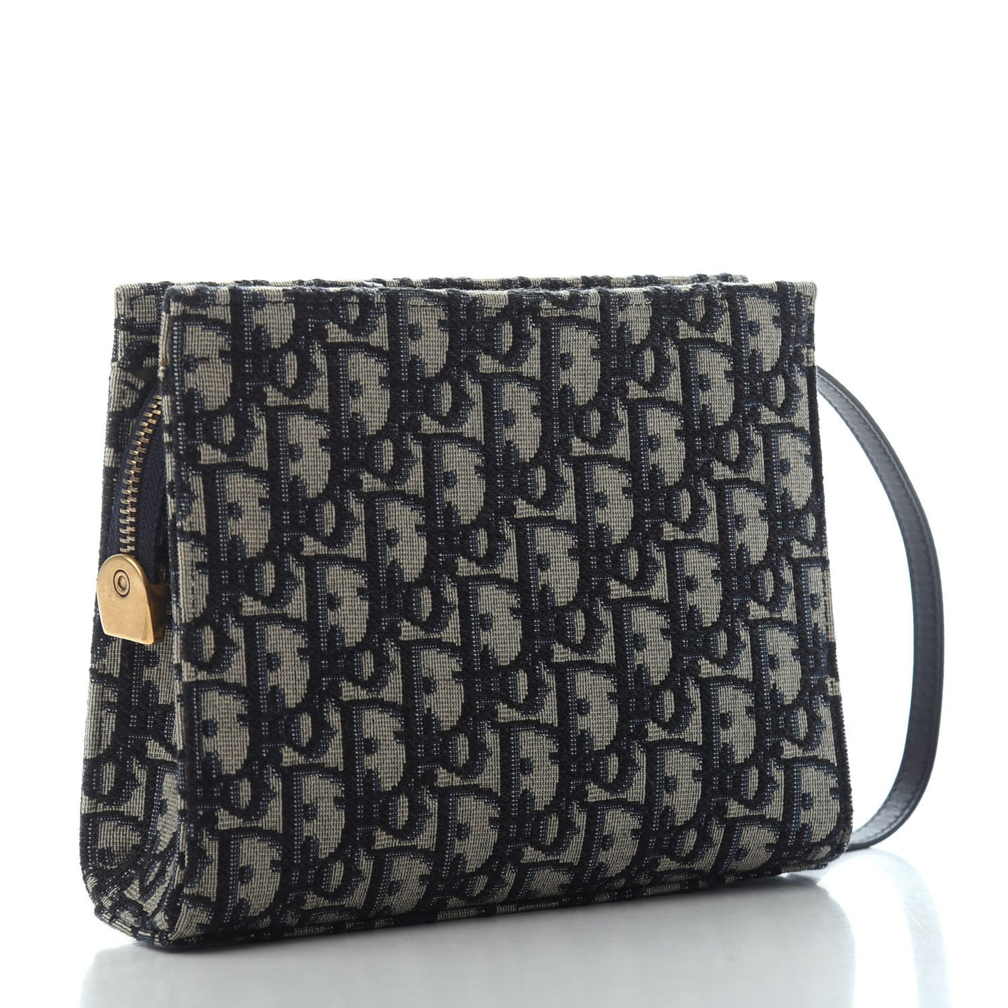 Oblique Zipped Pouch Clutch Blue