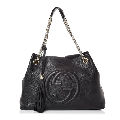 Gucci Pebbled Calfskin Medium Soho Chain Shoulder Bag Black 1 of 16