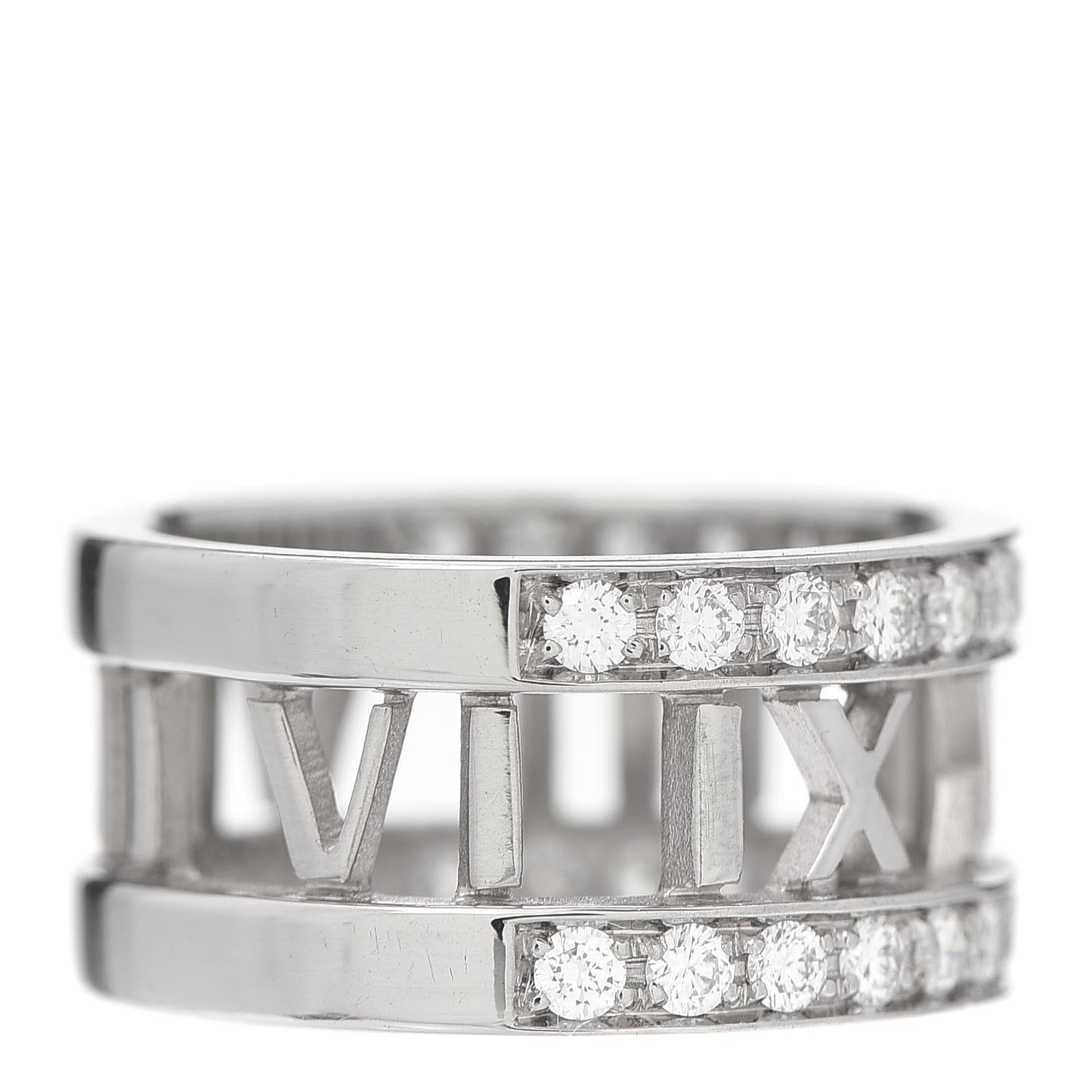 18K White Gold Diamond Wide Atlas Open Ring 47 4.25