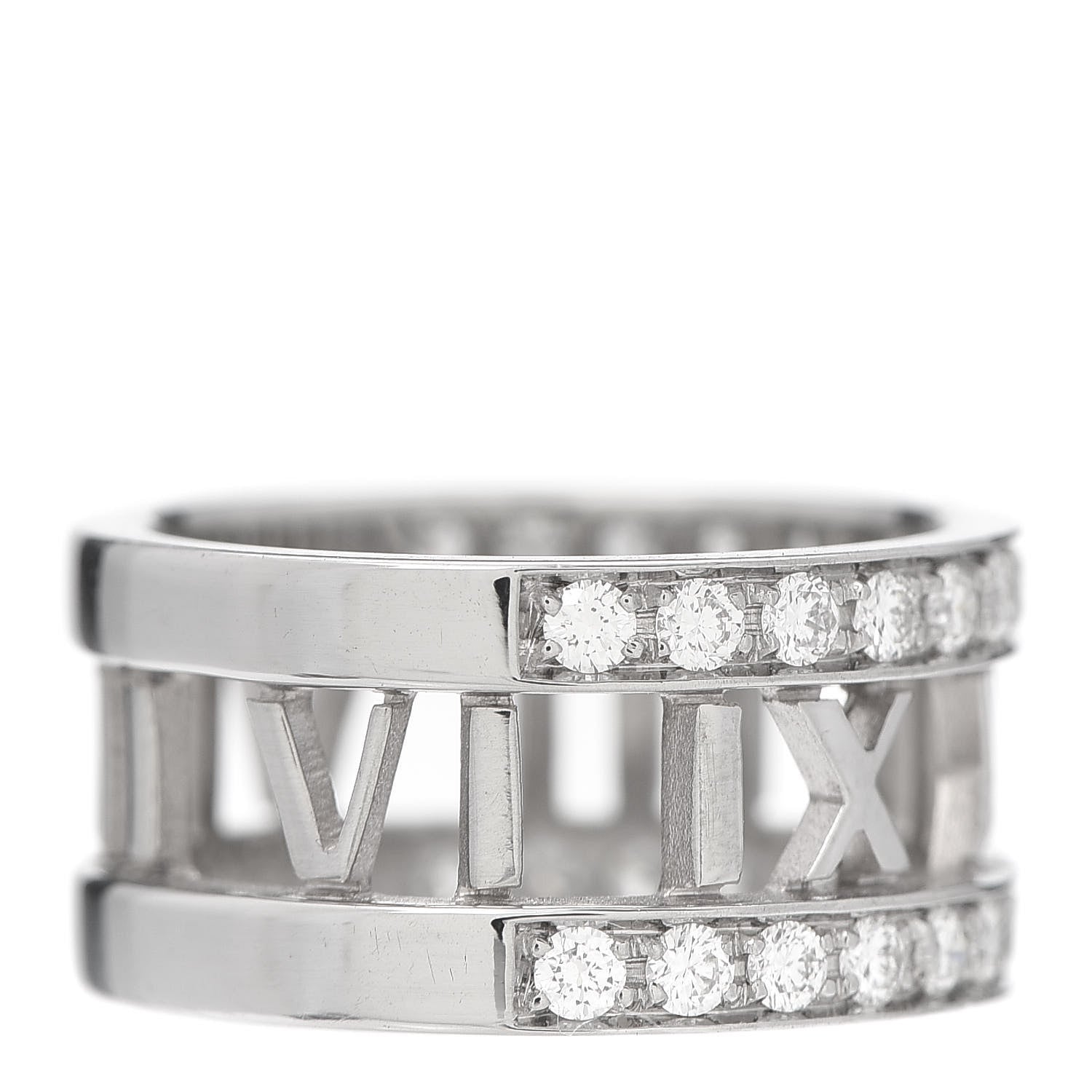 Tiffany 18K White Gold Diamond Wide Atlas Open Ring 47 4.25 5 of 9