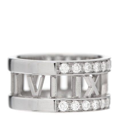 Tiffany 18K White Gold Diamond Wide Atlas Open Ring 47 4.25 5 of 9