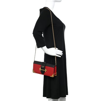 Prada City Calfskin Saffiano Cahier Pochette Fuoco Black 2 of 11