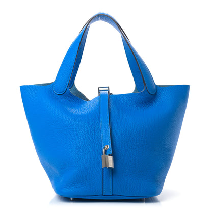 Hermes Taurillon Clemence Picotin Lock 22 MM Bleu Hydra 1 of 9