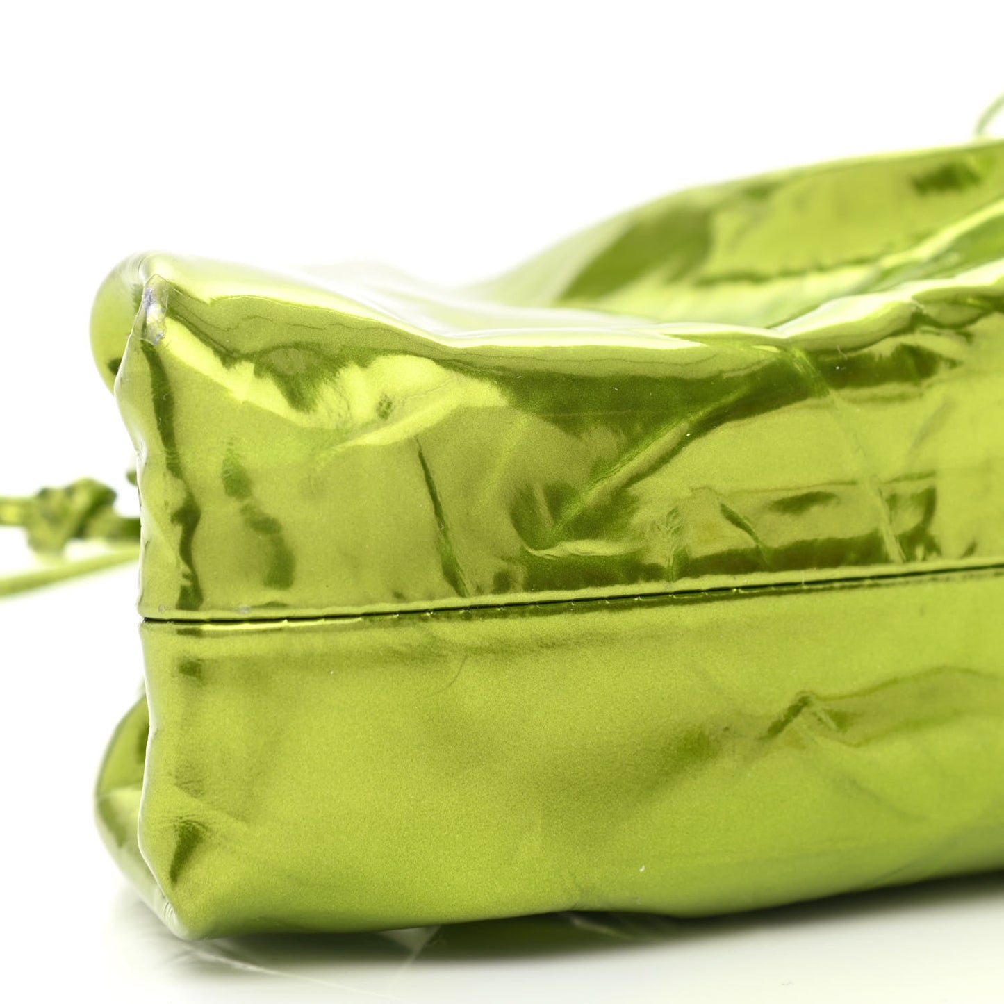 Metallic Crushed Calfskin The Mini Pouch Chlorophyll
