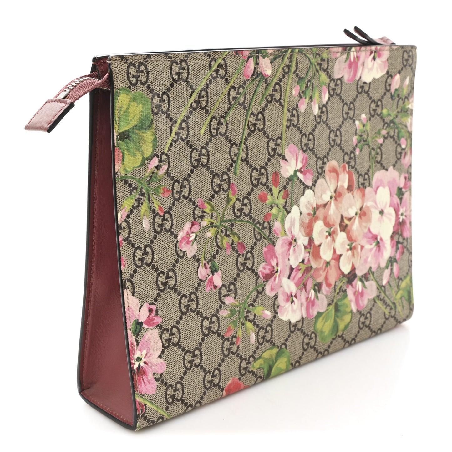 GG Supreme Monogram Blooms Large Cosmetic Case Beige Multicolor Dry Rose