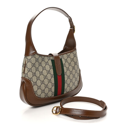 Gucci GG Supreme Monogram Azalea Calfskin Web Small Jackie 1961 Hobo Beige Ebony Brown Sugar 3 of 10