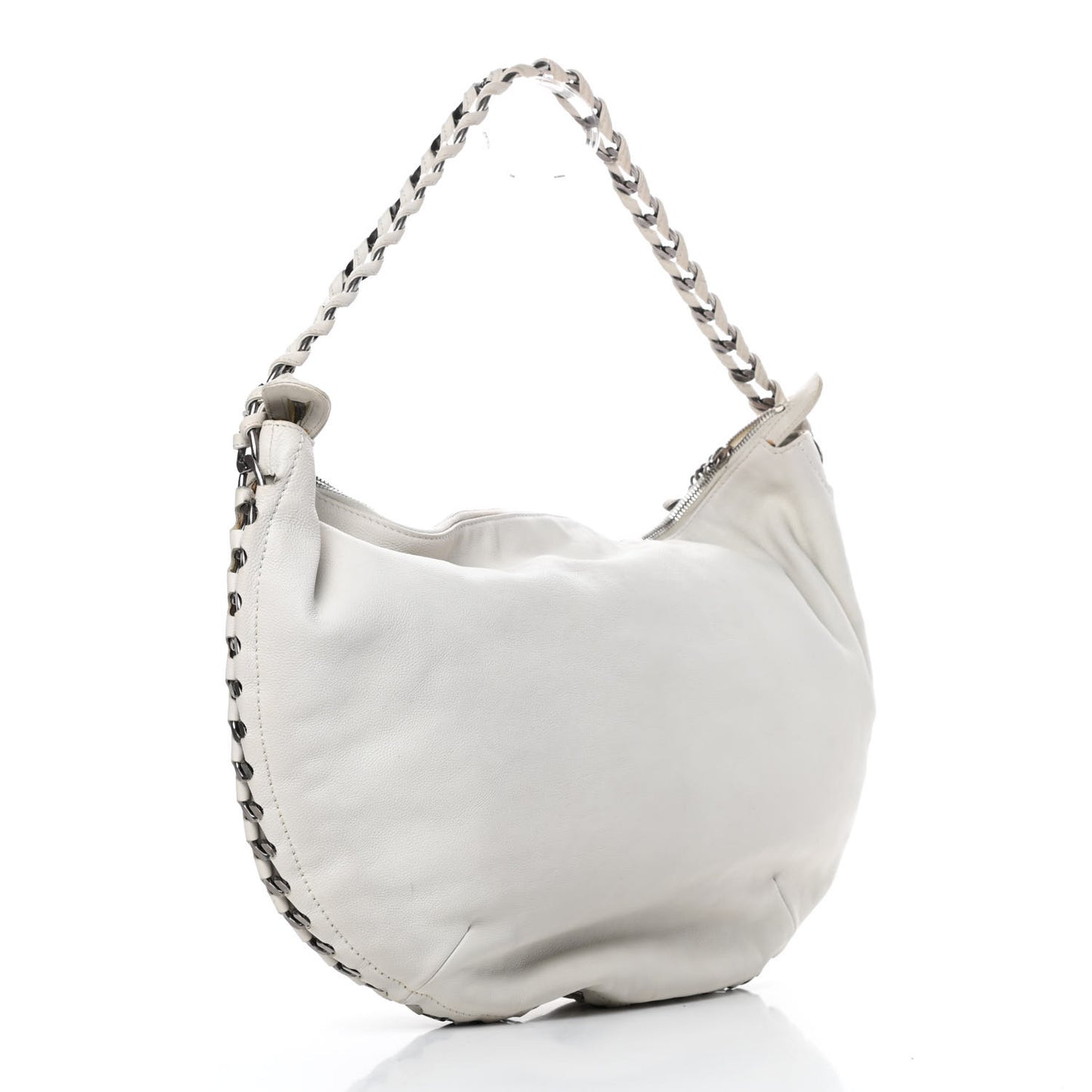 Calfskin Modern Chain Hobo White