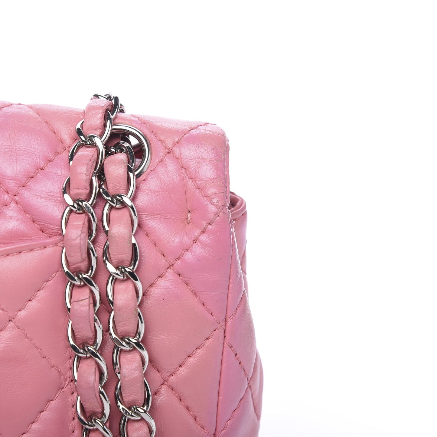 Lambskin Quilted Medium Double Flap Light Pink