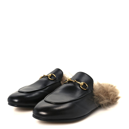 Gucci Calfskin Fur Womens Princetown Slippers 36.5 Black 4 of 9