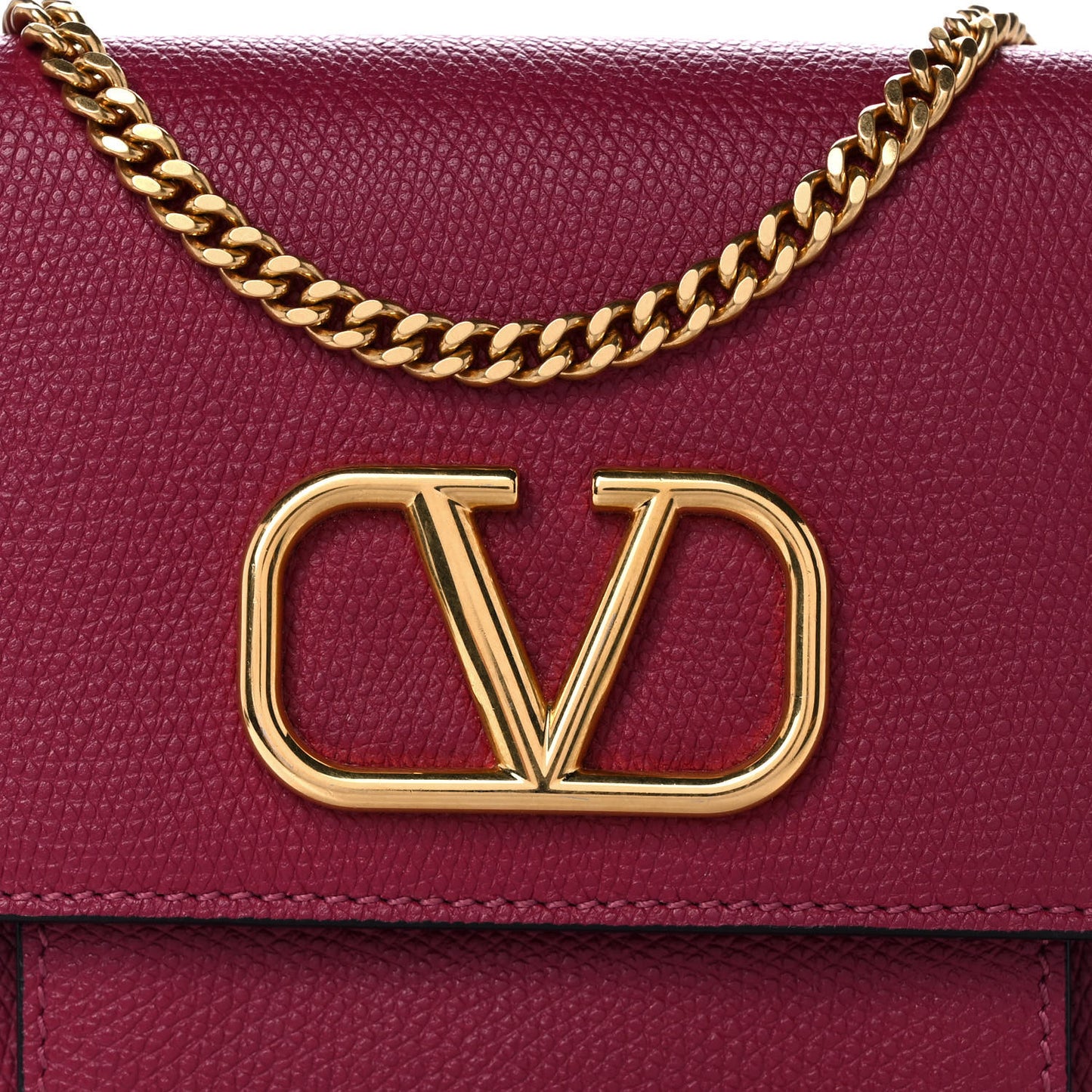 Grainy Calfskin VLogo Crossbody Bag Raspberry