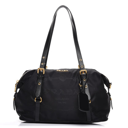 Prada Tessuto Nylon Jacquard Logo Tote Nero Black 1 of 8