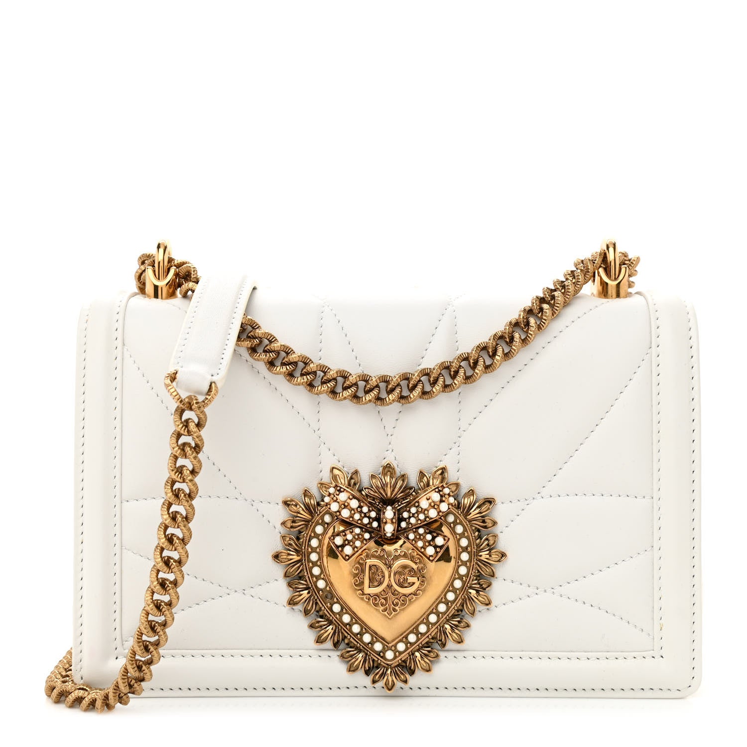 Dolce & Gabbana Calfskin Medium Devotion Crossbody Bag White 1 of 8