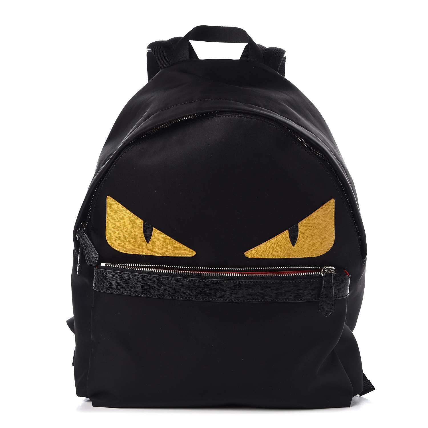 Fendi Nylon Vitello Elite Monster Eyes Rounded Backpack Black Yellow 1 of 8