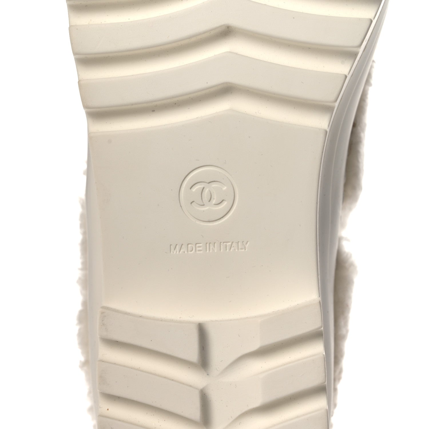 Chanel Shearling Rubber Zip Short Boots 38 White 6 of 8