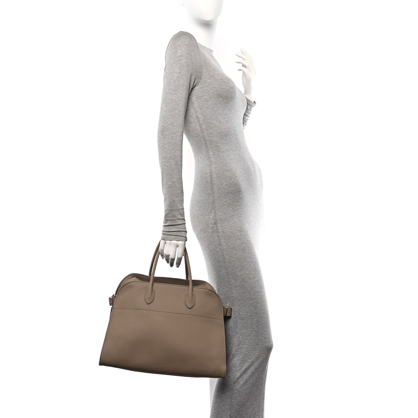 Matte Grained Calfskin Soft Margaux 15 Dark Taupe