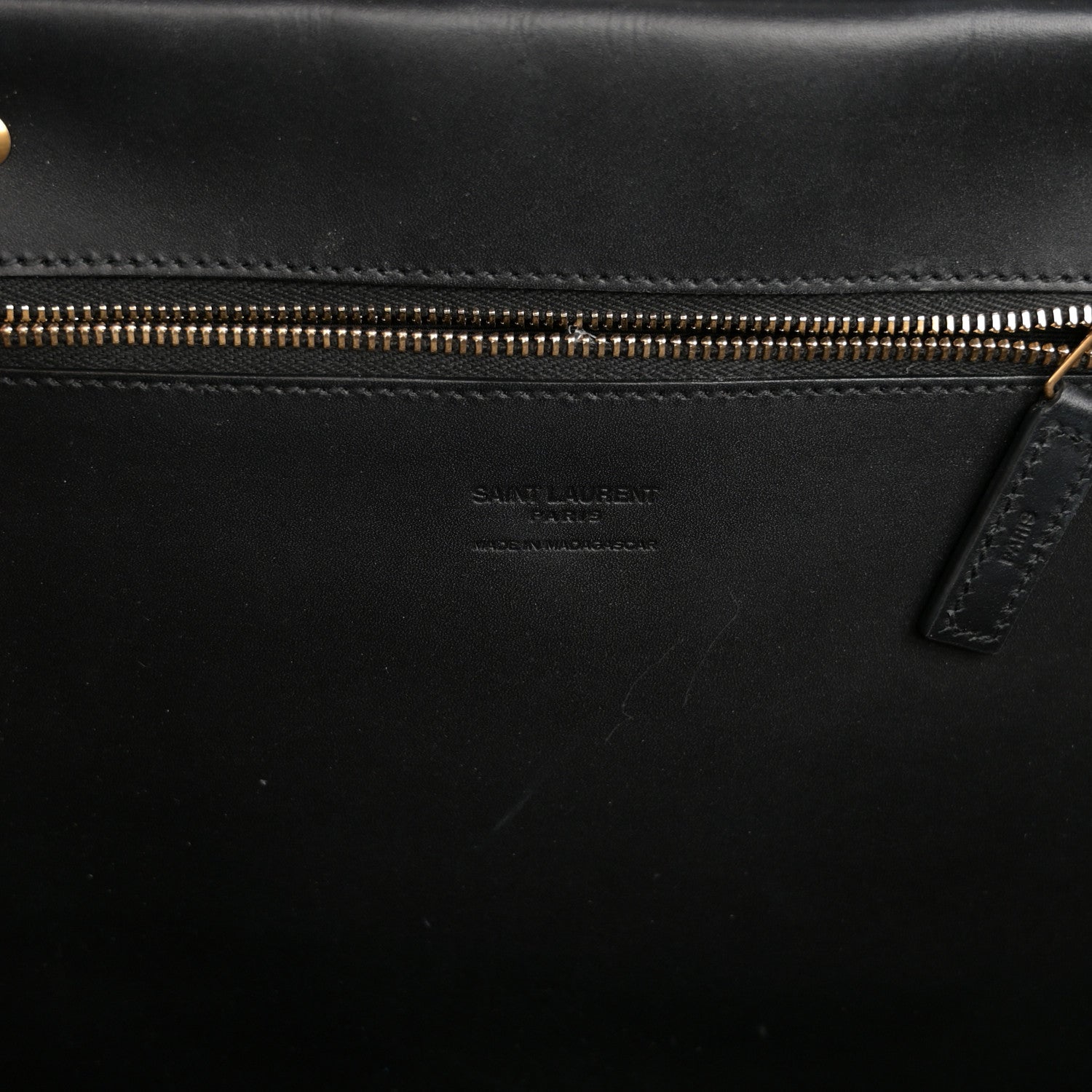Saint Laurent Striped Raffia Calfskin Medium Panier Tote Naturel Black 6 of 10