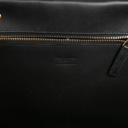 Saint Laurent Striped Raffia Calfskin Medium Panier Tote Naturel Black 6 of 10