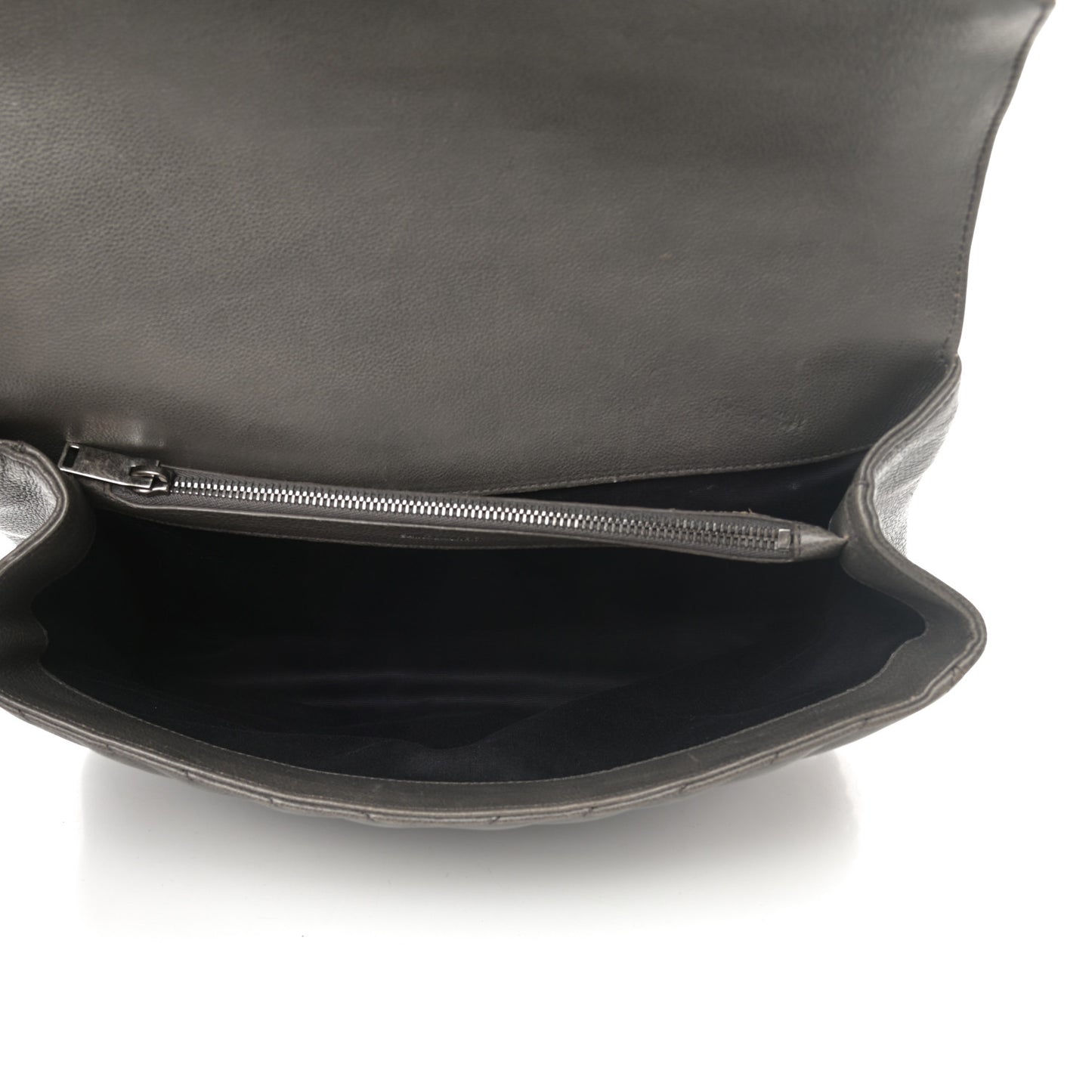 Calfskin Matelasse Chevron Monogram Large College Satchel Light Coal