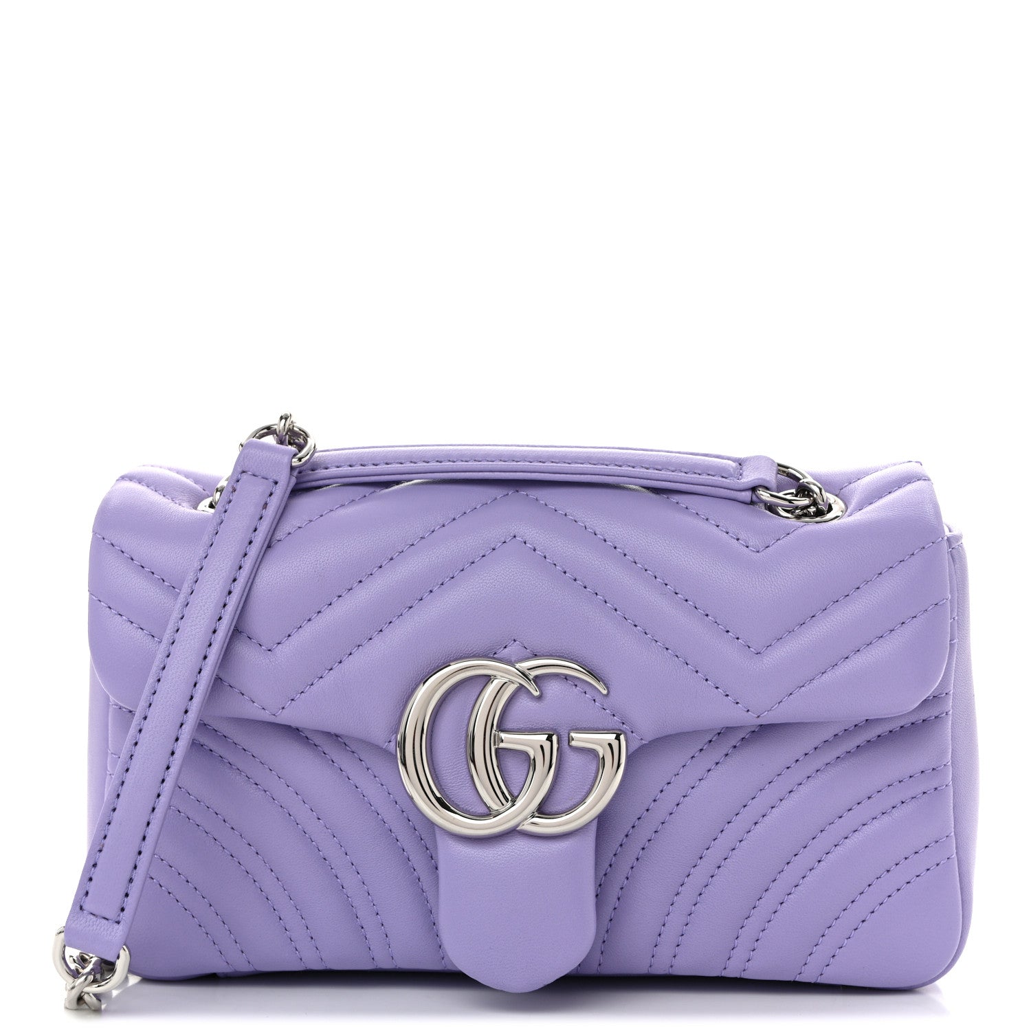 Gucci Lambskin Matelasse Small GG Marmont Shoulder Bag Lapis 1 of 11