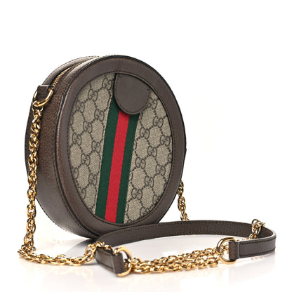 Gucci GG Supreme Monogram Web Mini Ophidia Round Shoulder Bag Brown 3 of 10