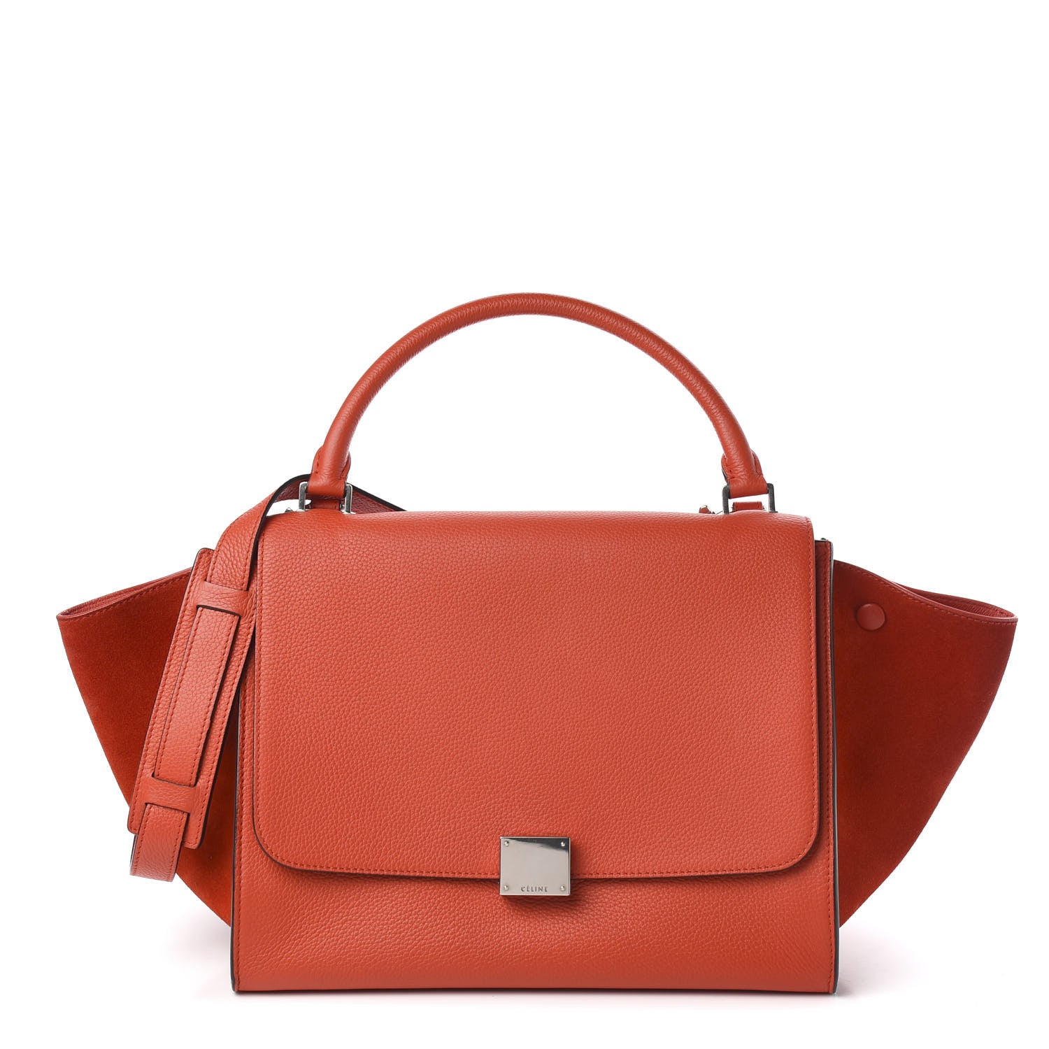 Celine Drummed Calfskin Suede Medium Trapeze Vermillion 1 of 10