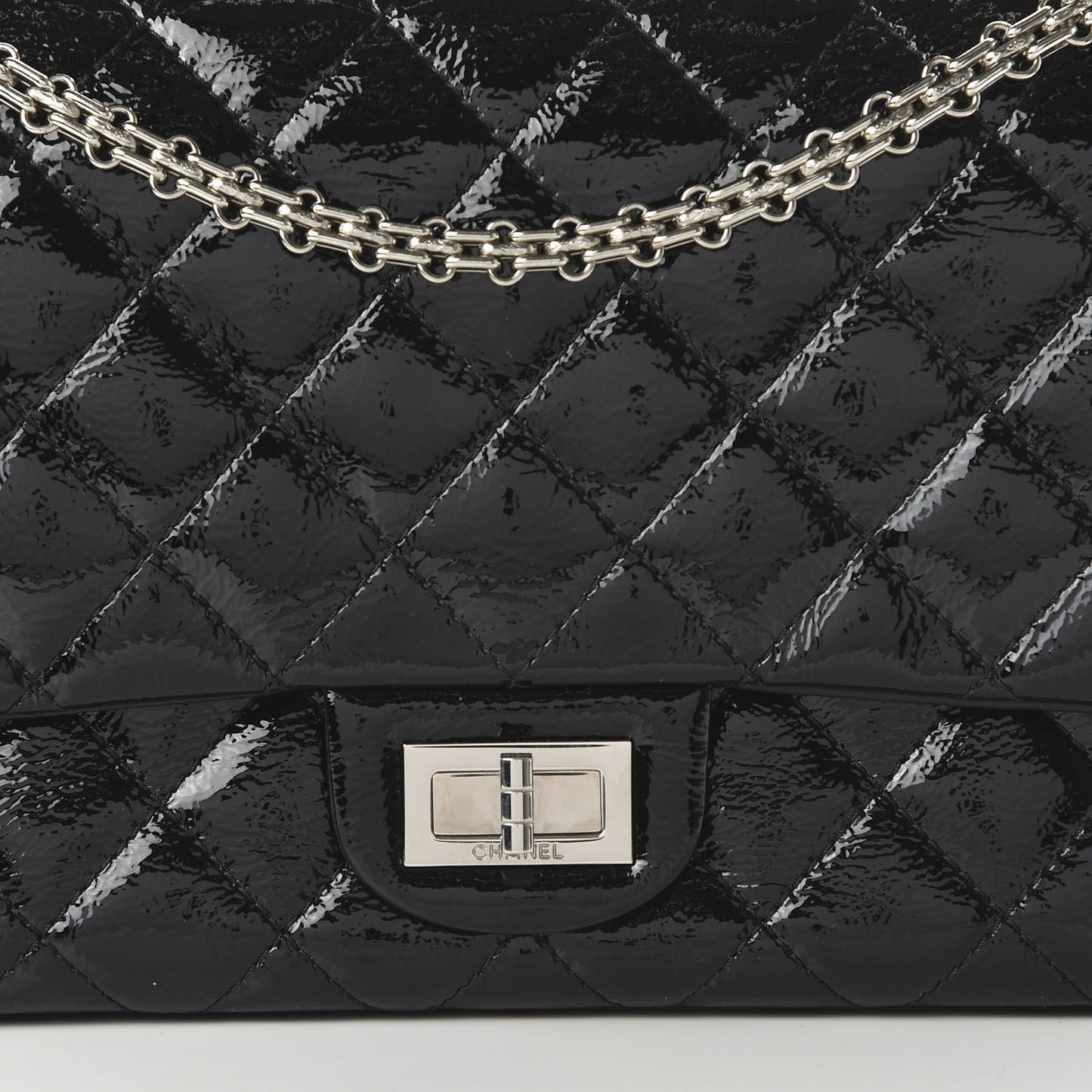 Distressed Patent Quilted 2.55 Reissue 227 Flap Black