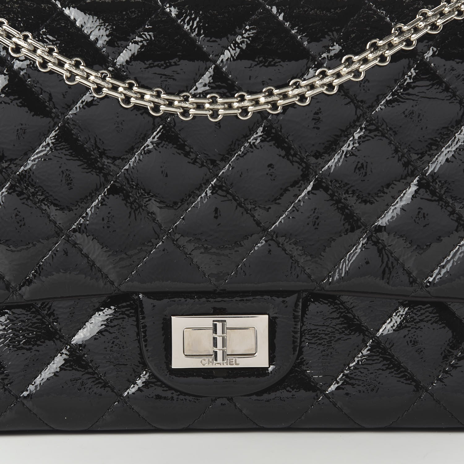 Chanel Distressed Patent Quilted 2.55 Reissue 227 Flap Black 10 of 11