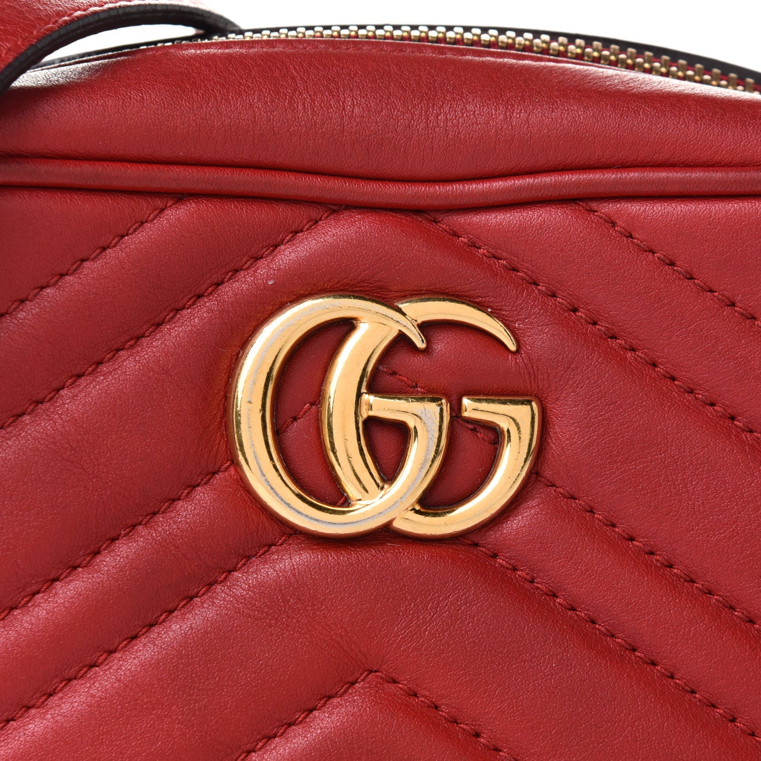 Gucci Calfskin Matelasse Mini GG Marmont Chain Shoulder Bag Hibiscus Red 9 of 12