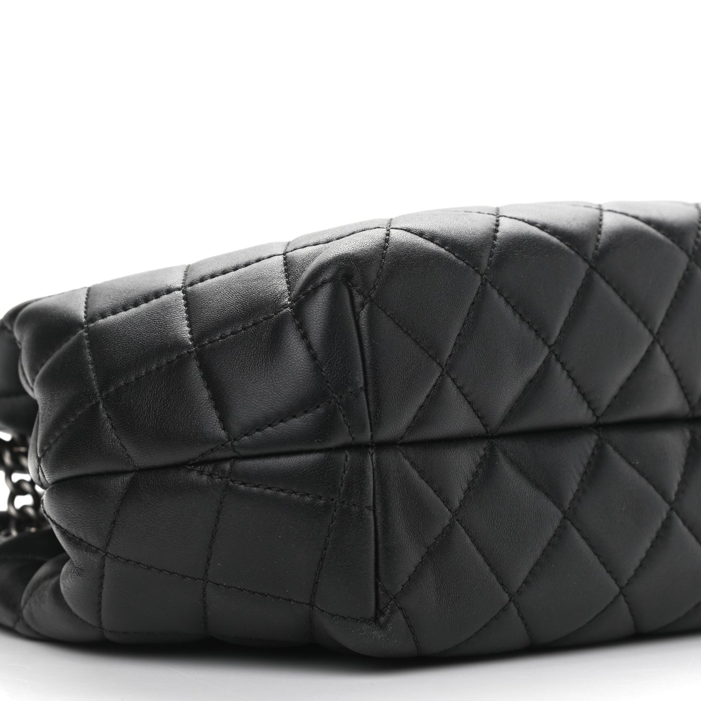 Lambskin Quilted Accordion Tote Black