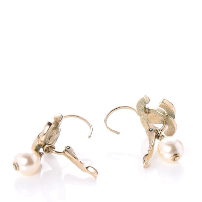 Chanel Crystal Pearl CC Drop Earrings Light Gold 3 of 8