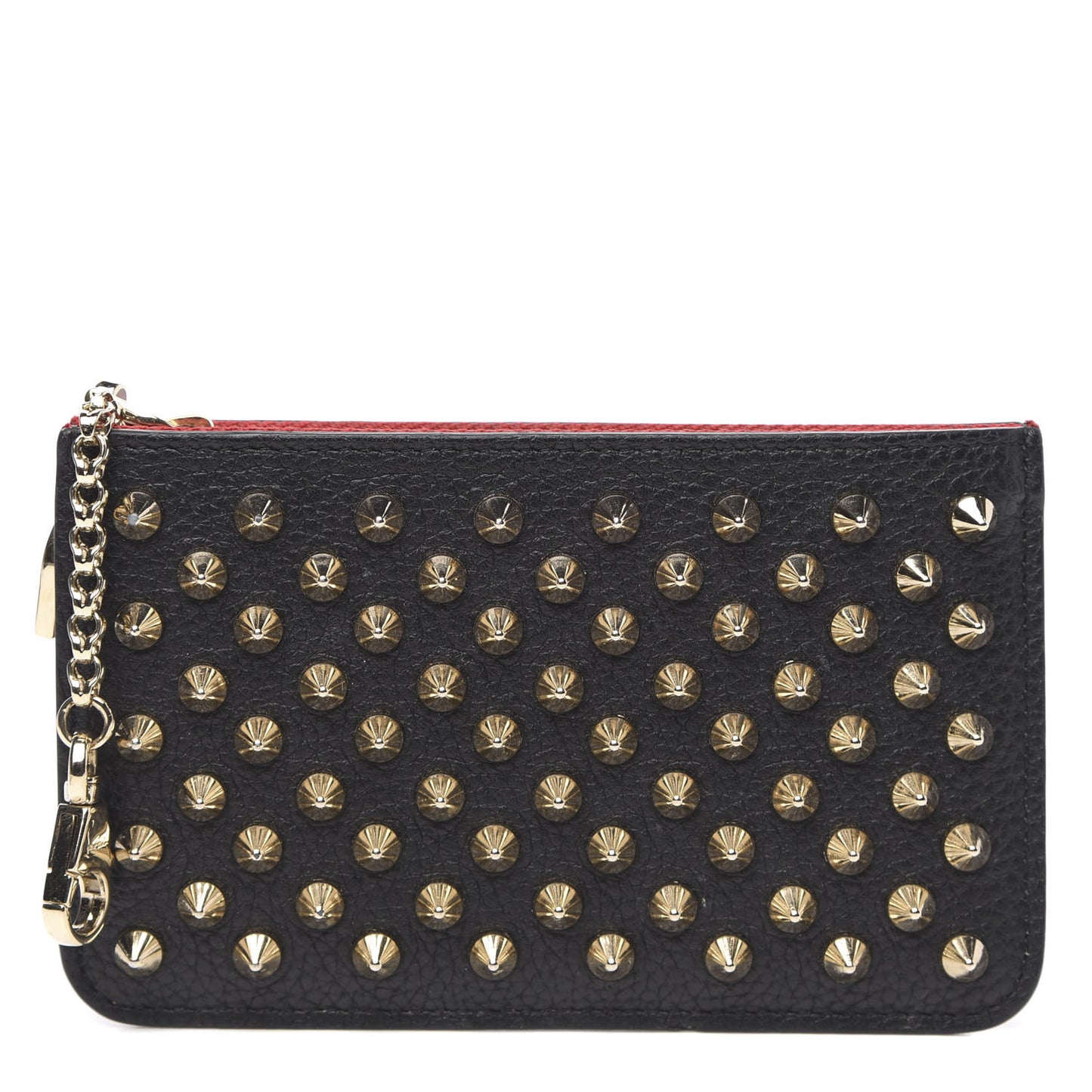 Calfskin Empire Panettone Spikes Key Ring Pouch Black