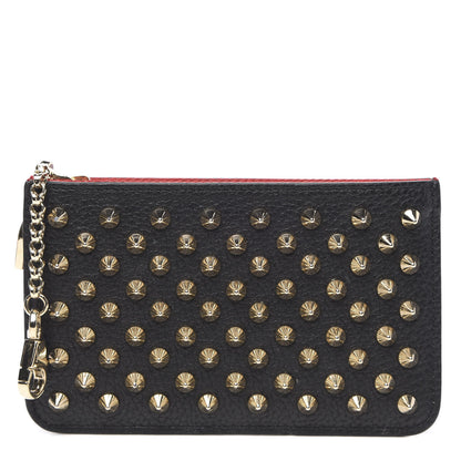 Christian Louboutin Calfskin Empire Panettone Spikes Key Ring Pouch Black 1 of 7