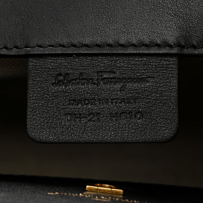 Salvatore Ferragamo Canvas Calfskin Gancini The Studio Bag Black Beige 8 of 11