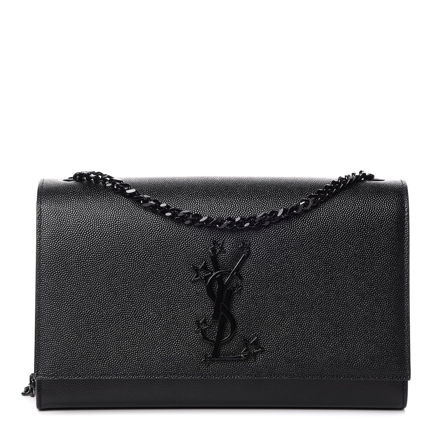 Saint Laurent Grain De Poudre Medium Star Monogram Kate Satchel Black 1 of 9