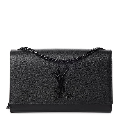 Saint Laurent Grain De Poudre Medium Star Monogram Kate Satchel Black 1 of 9