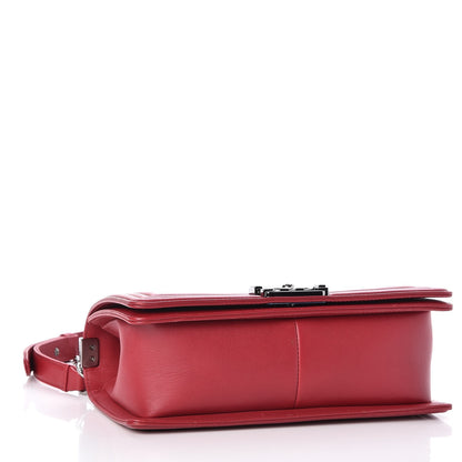 Chanel Calfskin Chevron Quilted Medium Chain Boy Flap Red 4 of 7