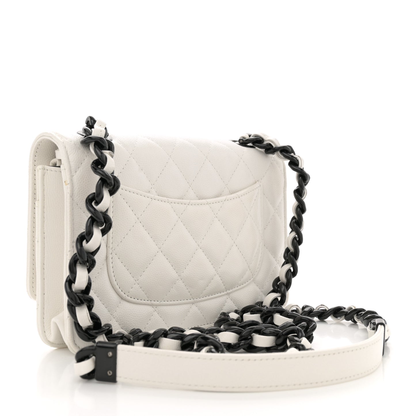 Caviar Quilted My Everything Wallet On Chain WOC White
