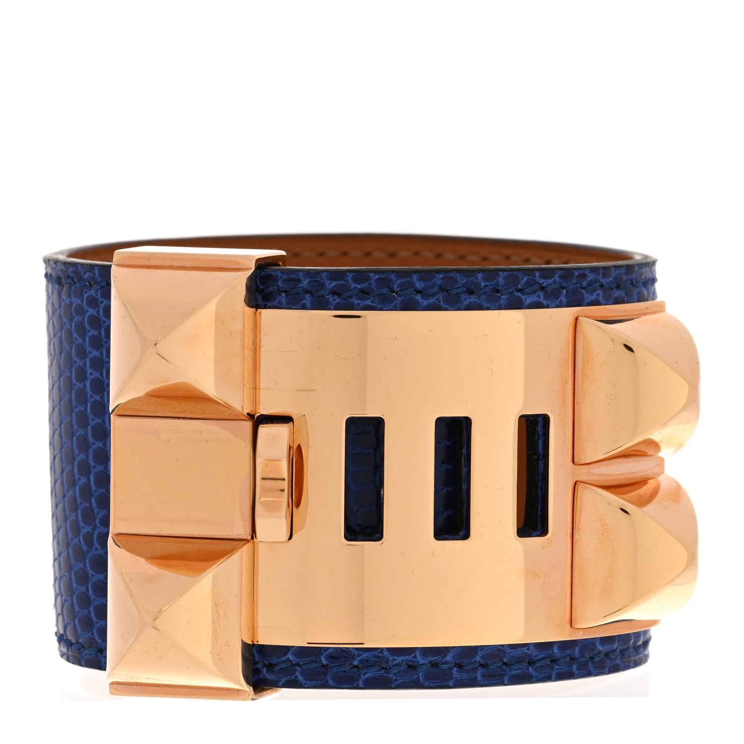 Hermes Lizard Collier de Chien CDC Bracelet T1 Bleu Saphir 3 of 5