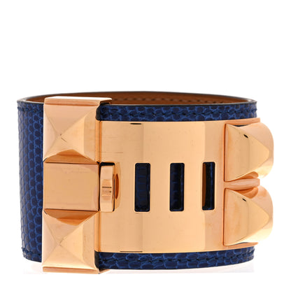 Hermes Lizard Collier de Chien CDC Bracelet T1 Bleu Saphir 3 of 5