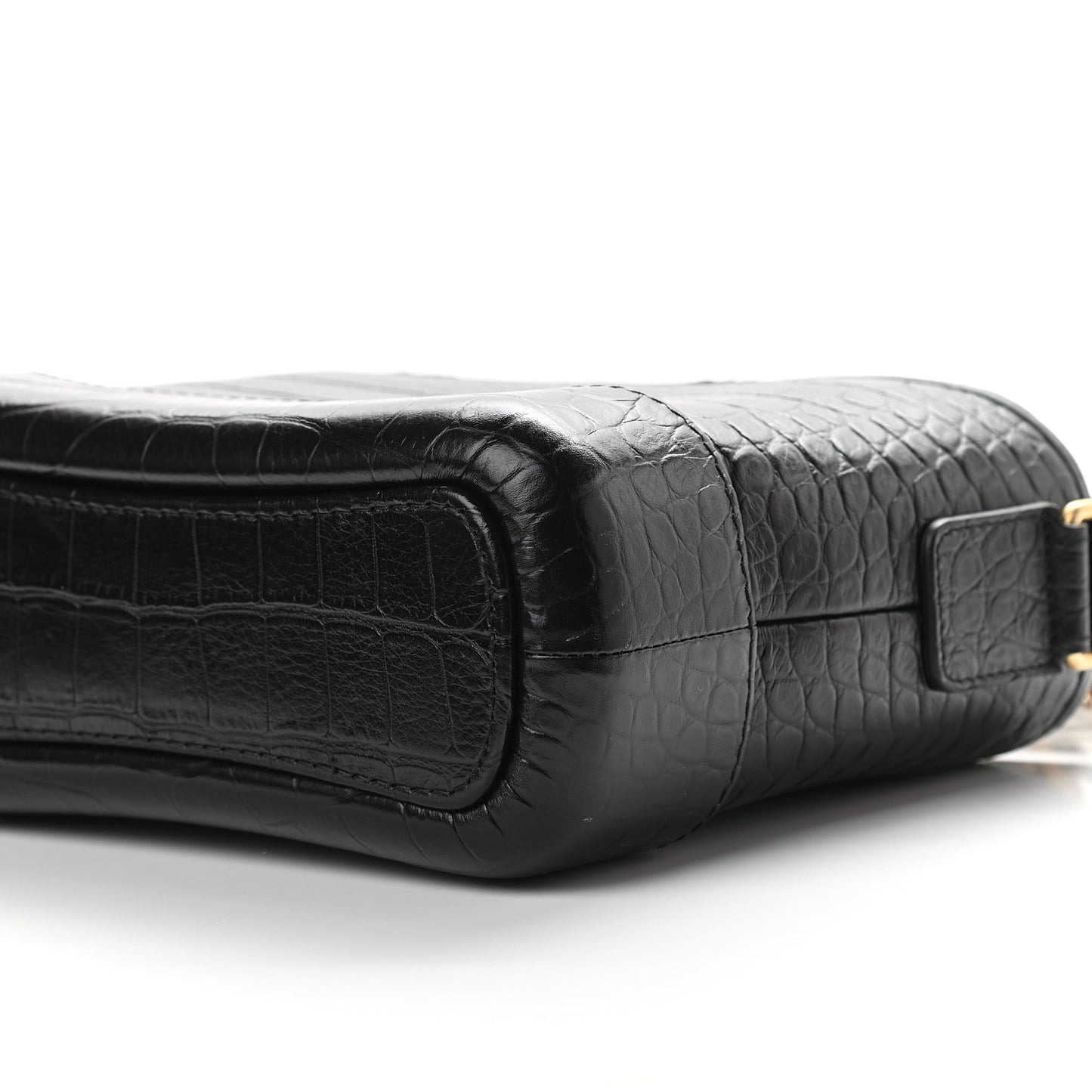 Calfskin Crocodile Embossed Small Gabrielle Cocodile Hobo Black