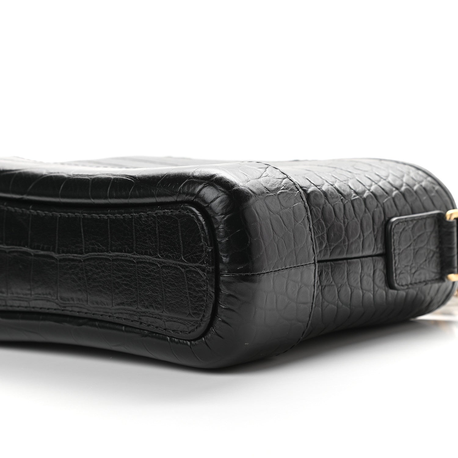 Chanel Calfskin Crocodile Embossed Small Gabrielle Cocodile Hobo Black 9 of 9